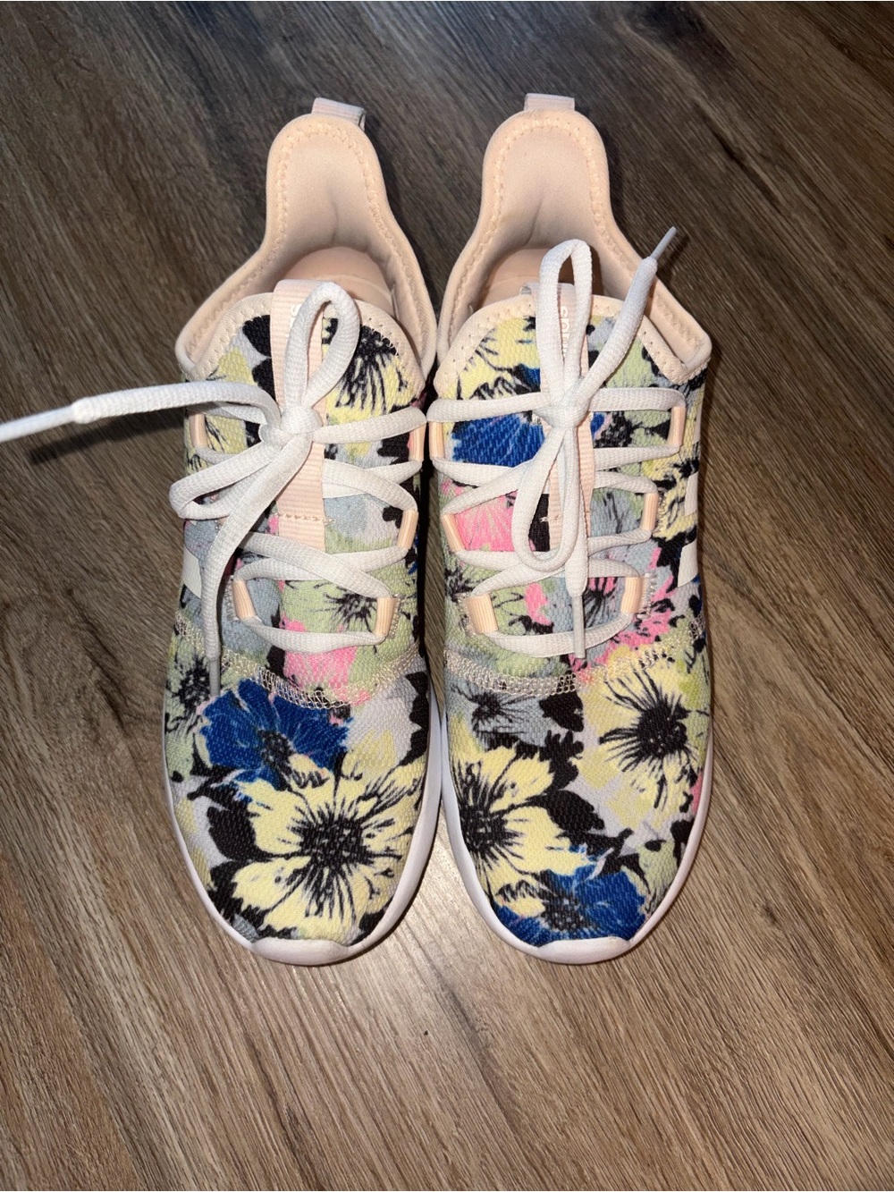 Women's Floral Print Athletic Sneakers - Pink, Yellow, Blue